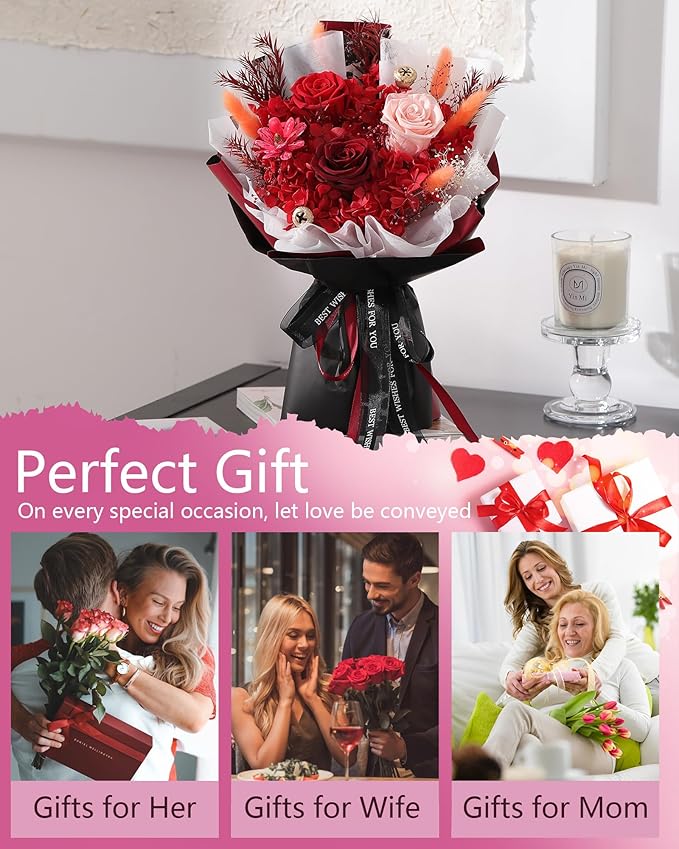 Flowers Gifts for Mom,Flowers Roses Bouquet Gifts for Women,Wife,Grandma and Best Friend/Flower for Delivery Prime/Red