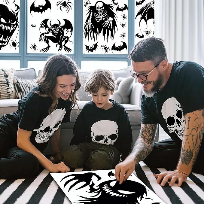 5 Sheets 37 Pcs Giant Spooky Halloween Window Clings Scary Monster Window Decal Stickers for Halloween Decoration Supply