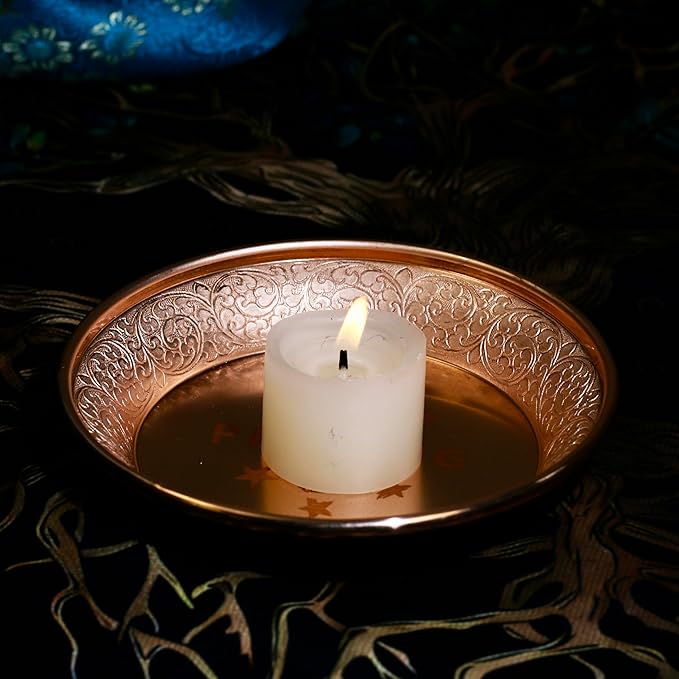 Copper Offering Prayer Ritual Bowl Plate - Great for use Meditation,Smudging, Incense,Candle Dish, Ash Catcher,Jewelry Dish,Witches(Praying)