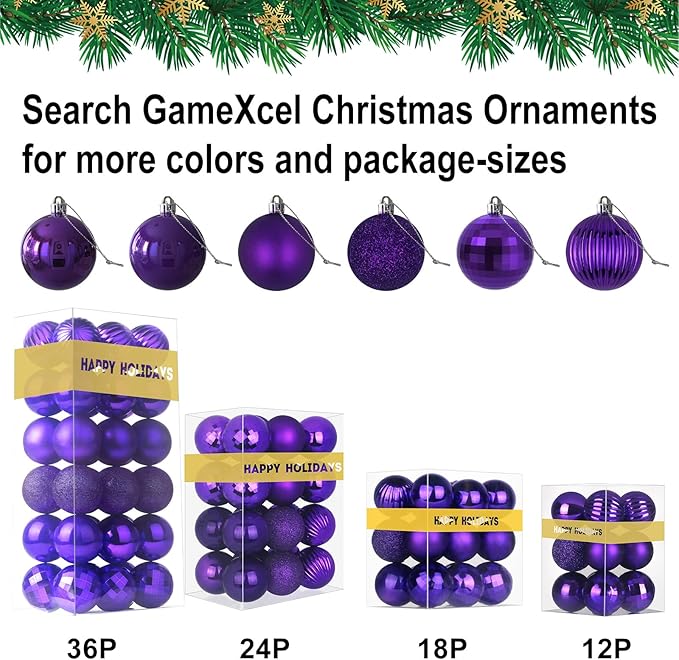 Purple 8.0" Extra Large Christmas Balls Ornaments - Christmas Tree Decorations Shatterproof Shiny Hanging Balls for Birthday Holiday Wedding Decorations Set of 2pcs