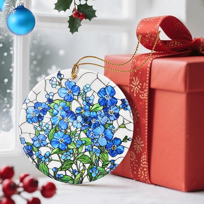 Christmas Ornaments, Dodosky 2.8in Ceramic Hanging Ornament, Xmas Decor, Christmas Tree Ornaments, Xmas Decorations for Tree, Holiday Ornament, Flower Lovers Gifts, Gifts for Couples, Best Friend