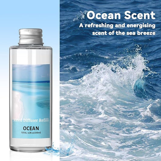 SCENTORINI Reed Diffuser Oil Refill, Ocean Diffuser Oil 6.76 Fl Oz, Natural Scented Essential Oil Refill Long Lasting Home Fragrance for Room Spa Aromatherapy Bathroom Home Decor