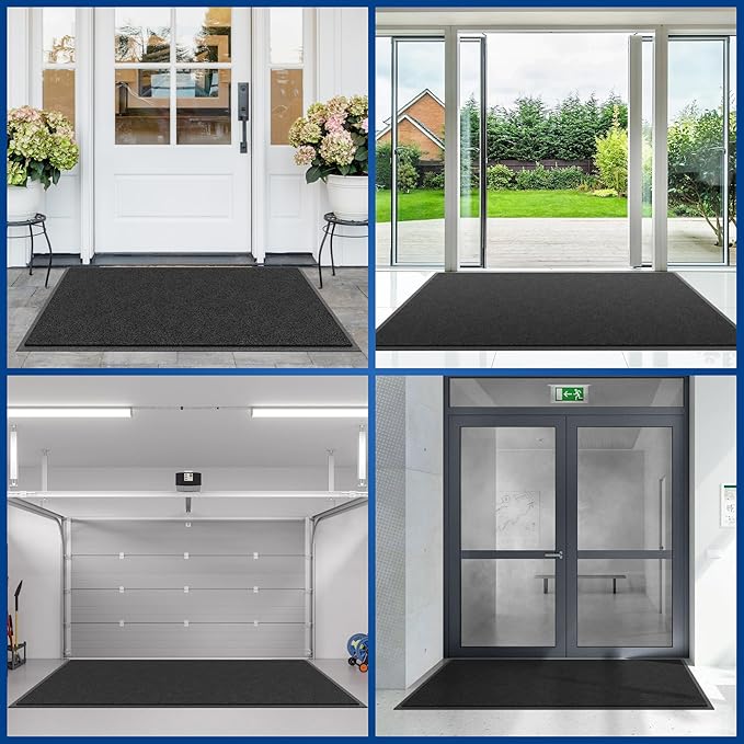 Sturdy Front Door Mat, 72" x 48" Heavy Duty Indoor Outdoor Doormat for Entryway, Fade Resistant, Waterproof Low Profile Entry Mat, Non Slip Welcome Mat for Outside Entrance, Patio, Home