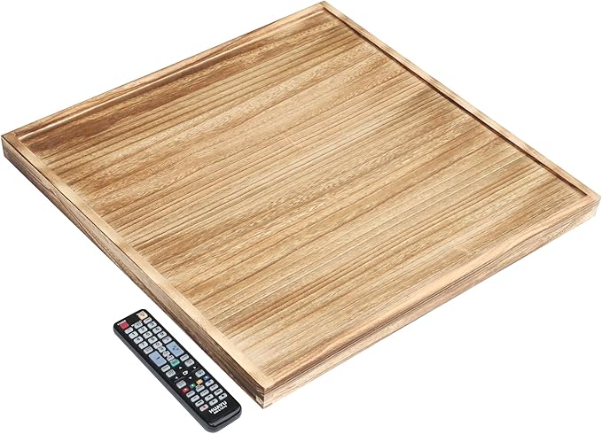 Square Wood Ottoman Serving Tray 24" - Rustic Wooden Table Tray for Farmhouse Decorative Oversized Coffee Table Trays Living Room Kitchen Counter Breakfast Nature