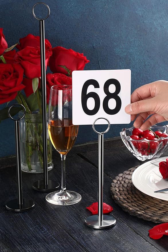 New Star Foodservice 27723 Ring-Clip Table Number Holder/Number Stand/Place Card Holder, 15-Inch, Set of 12, Black Finish