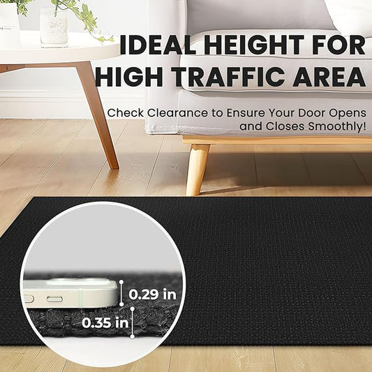 Braided Area Rug 3x5 Ft Washable Rugs for Entryway Non Slip Throw Rugs Boho Door Mat Indoor Entrance Cotton Kitchen Mats Woven Front Door Carpet for Foyer Living Room, Black/Grey