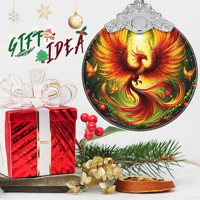 Phoenix Stained Glass Orament - Christmas Ornament - Christmas Decorations for Tree - Holiday Present ldeas - Gift Exchange