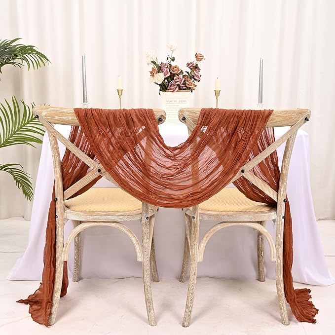 25 Pack Terracotta Cheesecloth Table Runner 17 x 108 Inch Fall Thanksgiving Boho Rustic Farmhouse Gauze Cheese Cloth Runner for Wedding Party Baby Shower Home Decor Holiday Decorations