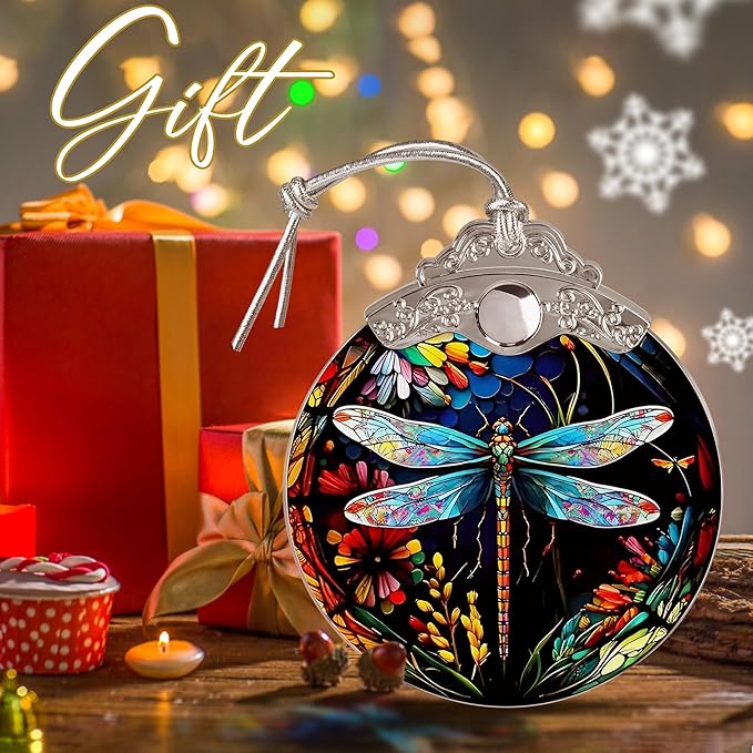 Dragonfly Christmas Ornament - Hanging Tree Decoration - Suncatcher - Gifts for Dragonfly Lovers - Home Decor
