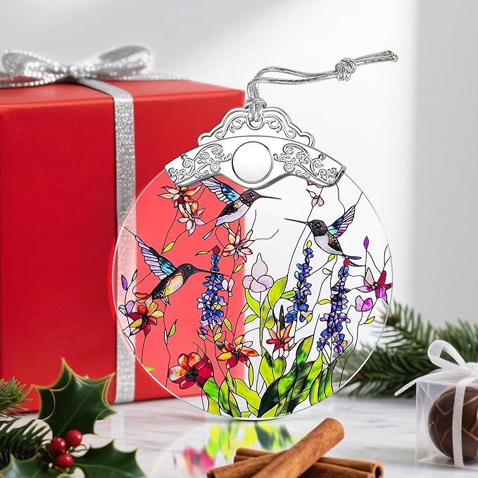 Christmas Ornament, Stained Glass Ornament, Christmas Ornaments for Tree, Hanging Ornaments for Home Decor & Xmas Decorations â Holiday Decor, Gift Ideas, Perfect Holiday & Xmas Gifts - Hummingbirds