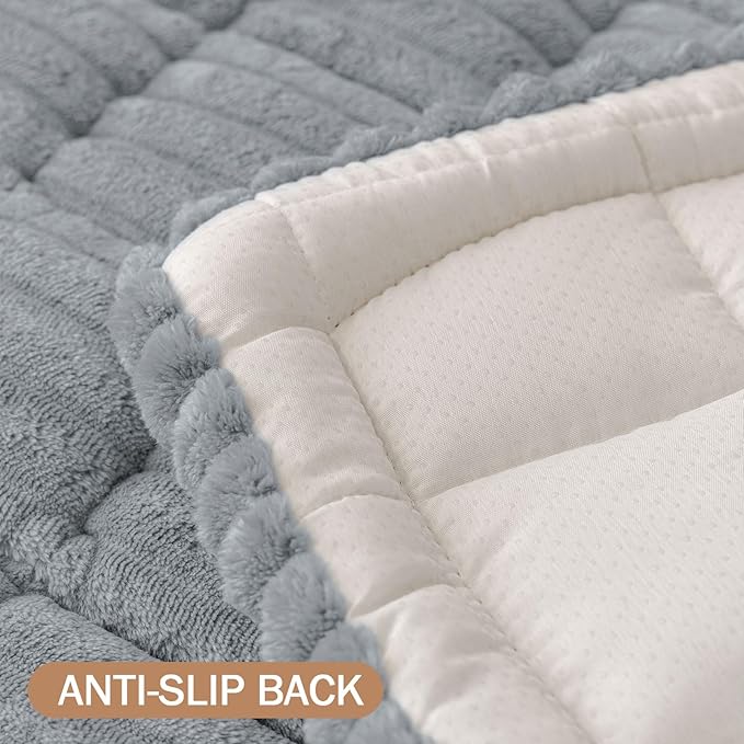 Smiry Couch Cover for Dogs Washable, Non Slip Fuzzy Pet Couch Covers for 3 Cushion Sofa Pet Friendly, Thick Soft Sofa Slipcovers Cushion Protector (Grey, 27.6" x 70.9")