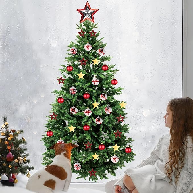 Large 66 x 33 inch Large Christmas Tree Wall Decals Removable DIY Pine Tree Xmas Wall Decor Merry Christmas Wall Stickers for Bedroom Office Living Room Window Clings Party Decoration