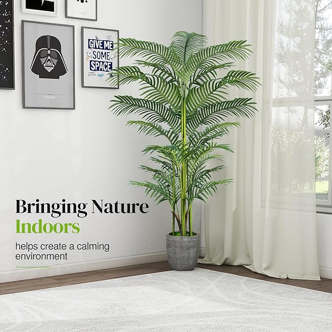 Artificial Palm Tree 6FT, Suntee Faux Plants Indoor and Outdoor 2 Pack, Tall Fake Tree Tropical Areca Floor Plant in Pot for Home Decor Living Room Office Patio Garden