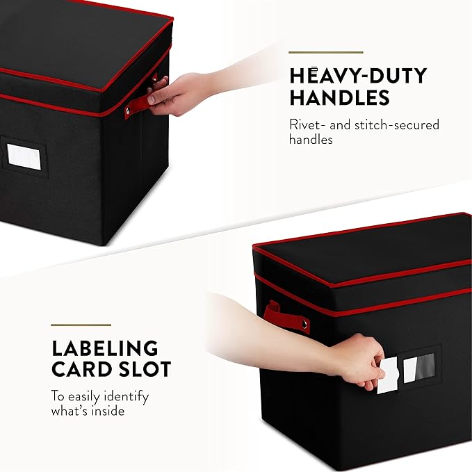 Premium Christmas Bauble Storage Box With Dividers - 128 Compartment Xmas Ornament Storage Box - Designed for Delicate Christmas Decorations & Baubles - Tear Proof 600D Oxford Fabric - 5 Year Warranty