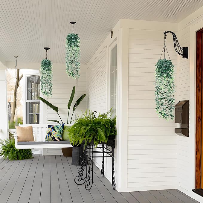 Artificial Hanging Eucalyptus Plants,Fake Plant Eucalyptus Small Decor Faux Hanging Vine Plants Wall Greenery for New Home Decoration,for Floating Shelf Indoor Outdoor Pack of 3