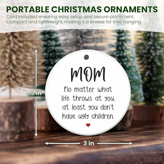 GEEMBI Funny Mom Gifts for Christmas - Ceramic Christmas Ornaments 2025 for Tree Decorations - Gifts for Mom from Daughter Son, Mother Daughter Gift Ideas, Mama Gift for Mother in Law