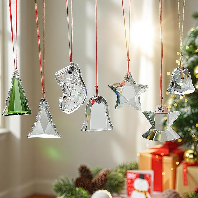 H&D HYALINE & DORA 2025 Crystal Christmas Tree Hanging Ornament, Green Crystal Christmas Tree Ornament Glass Prism Suncatcher Ornaments for Xmas Home Window Decor