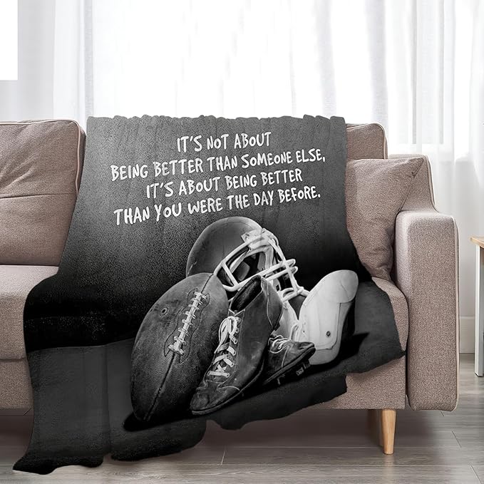 Tijuboni Football Sports Throw Blanket Rugby Gifts for Men Boys Women Girls Kids Adults Soft Flannel Fleece Blanket for Couch Sofa Bed Home Decor 50"x60"