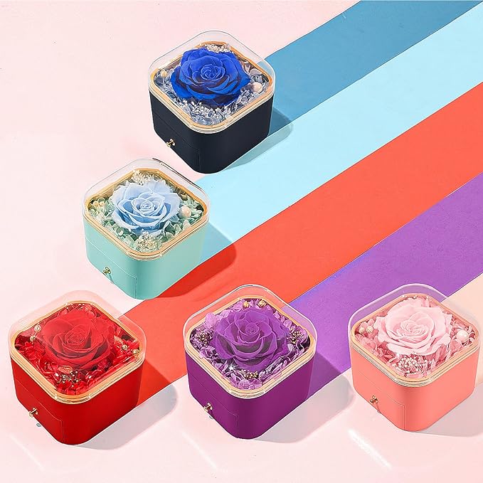 Beferr Birthday Gifts for Women Preserved Real Rose with Necklace Eternal Roses Forever Flowers for Delivery Prime Christmas Day Gifts for Mom Grandma Wife Sister Her from Daughter
