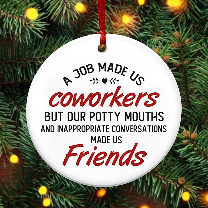 OASSIE Coworker Gifts for Friends Women - Ceramic Christmas Ornaments 2025 for Tree Decorations - Friend Gift for Coworker, Funny Office Gifts for Coworkers, Friends Ornament for Christmas Decorations