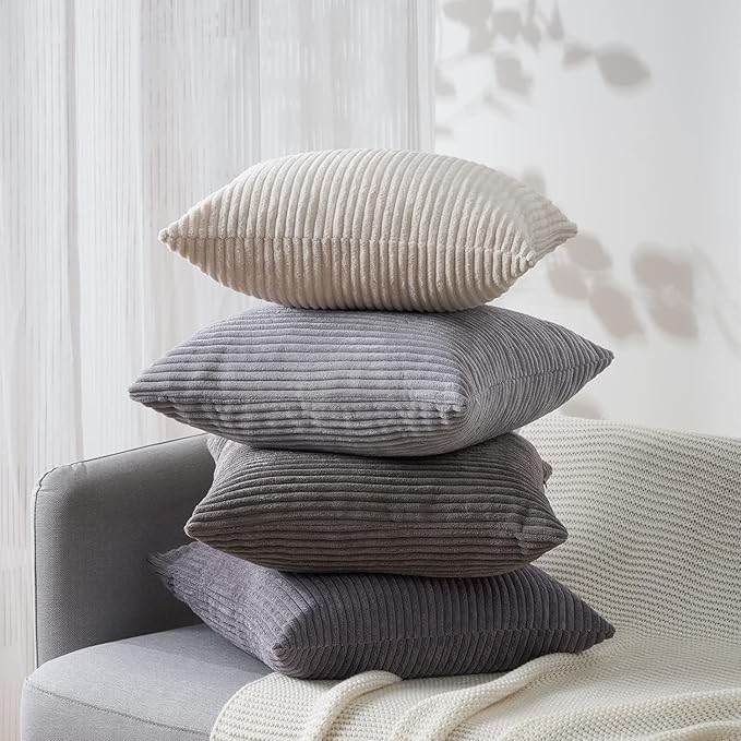 Topfinel Decorative Throw Pillow Covers Cushion Cases, Set of 4 Soft Velvet Modern Double-Sided Designs, Mix and Match for Home Decor, Pillow Inserts Not Included (24x24 inch, Grey)