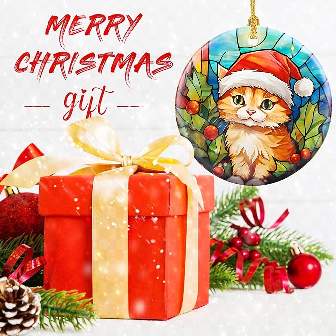 Touber Cat Christmas Ornaments - Hanging Decor for Tree, Holiday Gifts for Cat Lovers