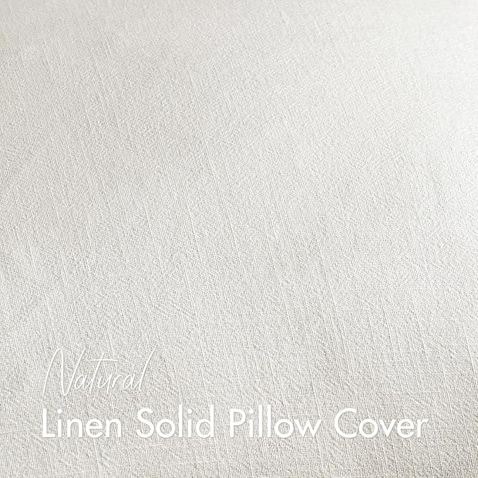Woaboy 26x26 Inch Set of 2 Euro Sham Decorative Linen Solid Throw Pillow Covers Boho Accent Farmhouse Pillowcases Modern Netural Christmas Home Decor for Bed Couch Sofa Living Room,Cream White