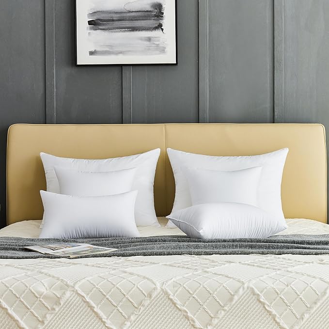 22 x 22 Throw Pillow Inserts Pack of 4 Large White Decorative Square Pillows for Living Room Couch Bed Sofa Cushion Sham Stuffer Indoor