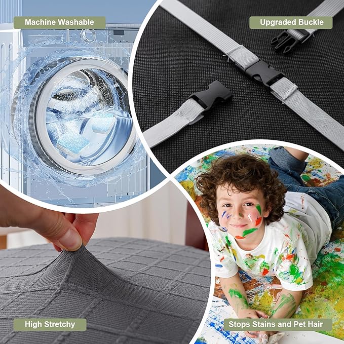 Waterproof Chair Seat Covers Set of 6 for Dining Room, Stretch Removable Washable Chair Seat Slipcovers for Home, Restaurant, Banquet,Kitchen Chair Seat Cushion Protector (Dark Gray, Small)