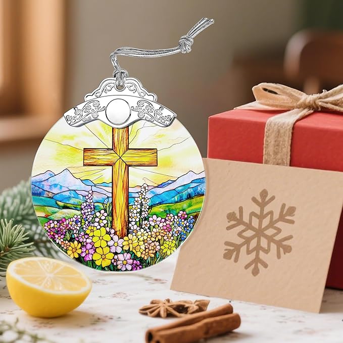 Religious Christmas Ornaments: Christian Cross Ornament, Christmas Tree Decorations, Christian Holiday Decor, Stocking Stuffers, Xmas Gift, Religious Gifts, Christian Gifts for Her & Him