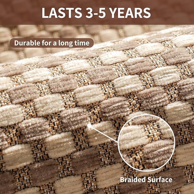 Large Kitchen Runner Rugs Long Kitchen Mat Non Slip Washable, Super Absorbent Soft Chenille Braided Kitchen Mats for Floor, Rubber Backing Kitchen Sink Standing Mat, Easy Clean, Brown 36"x71"
