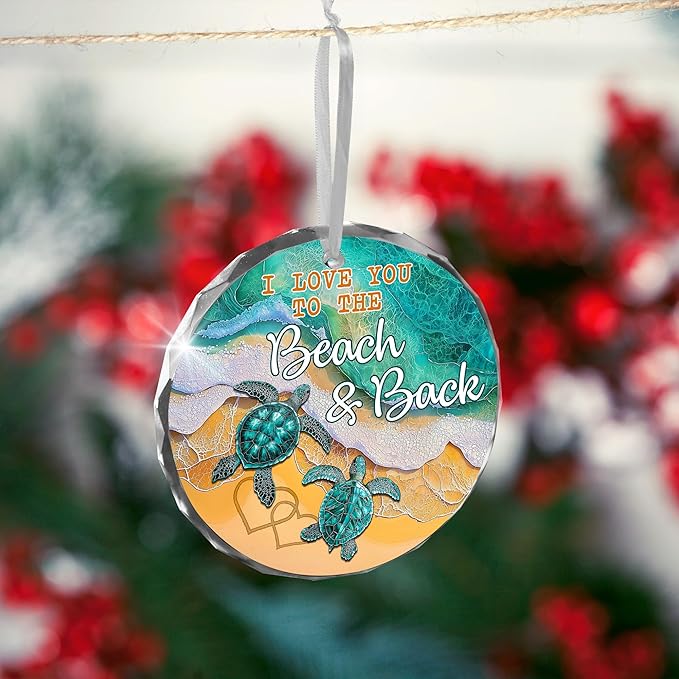 Christmas Couple Gifts for Her Him Boyfriend Girlfriend - Glass Christmas Ornaments 2025 for Tree Decorations - Wedding Anniversary Couples Gifts for Husband Wife Men Women, Sea Turtle Decor