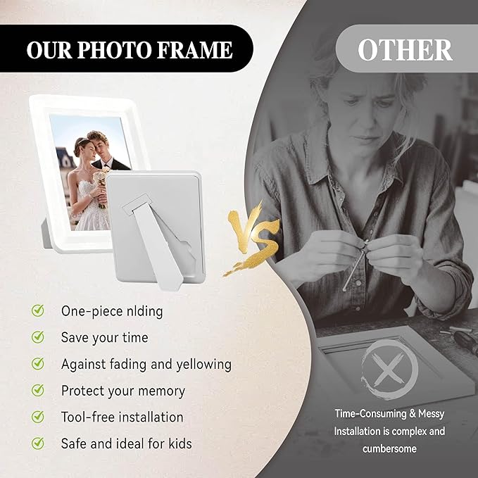 White 5x7 Picture Frame with Acrylic Front 2 Pack, ABS Frame for 5x7 or 4x7 Photos, Shatterproof UV-Resistant Tabletop Photo Frame, Vertical/Horizontal Display for Home Décor