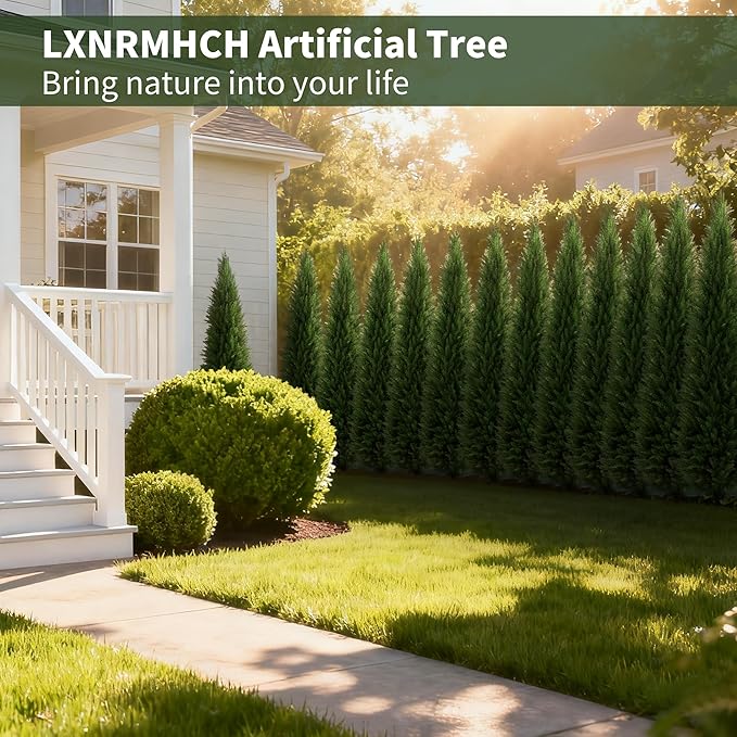6ft Artificial Plants Outdoor & Indoor Fake Trees Set of 2, Large Tall Cypress Tree UV Resistant Artificial Cedar Pine for Front Door Porch Faux Plants, Realistic Topiary Arborvitae Home Decor