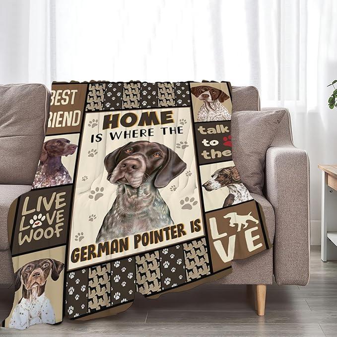 Tijuboni German Shorthaired Pointer Throw Blanket Dog Gifts for Girls Boys Women Men Kids Adults Soft Flannel Fleece Blanket for Couch Sofa Bed Home Decor 40"x50"
