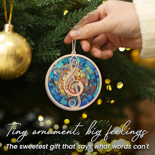 GEEMBI Christmas Music Teacher Gifts for Men Women - Suncatcher Christmas Ornaments 2025 - Birthday Gifts for Musicians Friends Teachers, Music Note Ornament, Stocking Stuffers for Women Men
