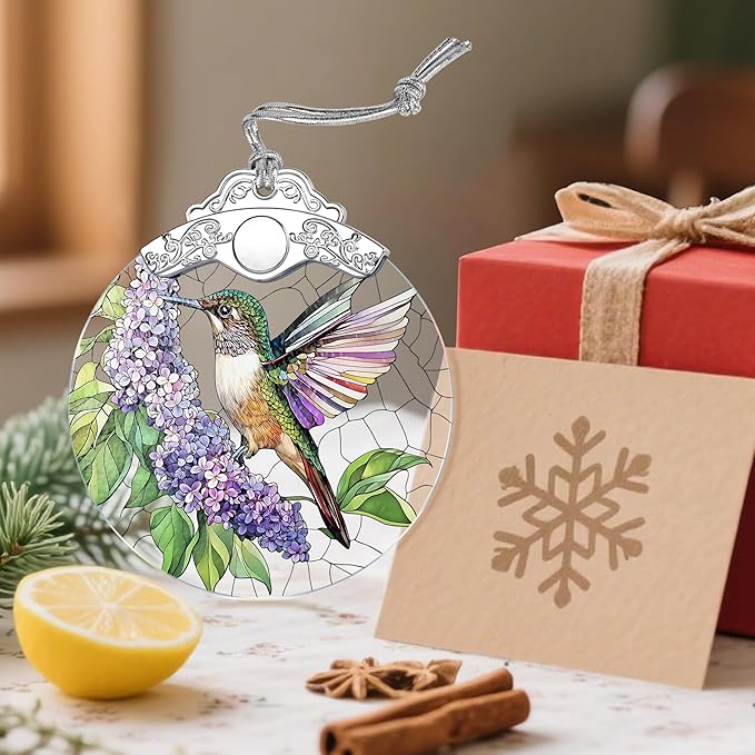 Stained Glass Ornament, Hummingbird Christmas Decorations, Christmas Ornaments for Tree, Holiday Ornament, Hummingbird Gifts, Holiday Party Gifts, Gift Ideas & Xmas Gift