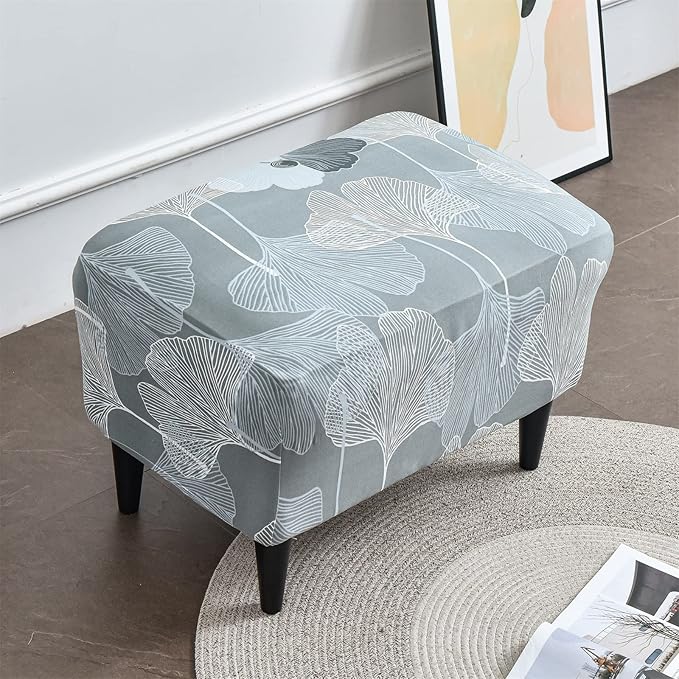 Eco-Ancheng Stretch Ottoman Cover Rectangular Storage Ottoman Slipcover Footrest Stool Covers Folding Storage Covers for Foot Stool with Nonslip Elastic Bottom (12,Large)