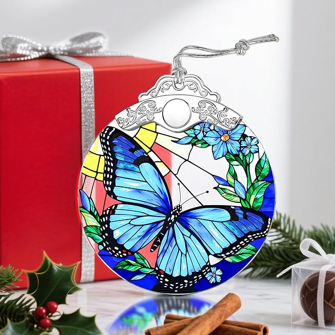 Stained Glass Ornament, Christmas Ornament, Hanging Ornaments for Home Decor & Christmas Tree Ornaments â Exquisite Holiday Decor, Xmas Gifts & Holiday Present - Butterfly