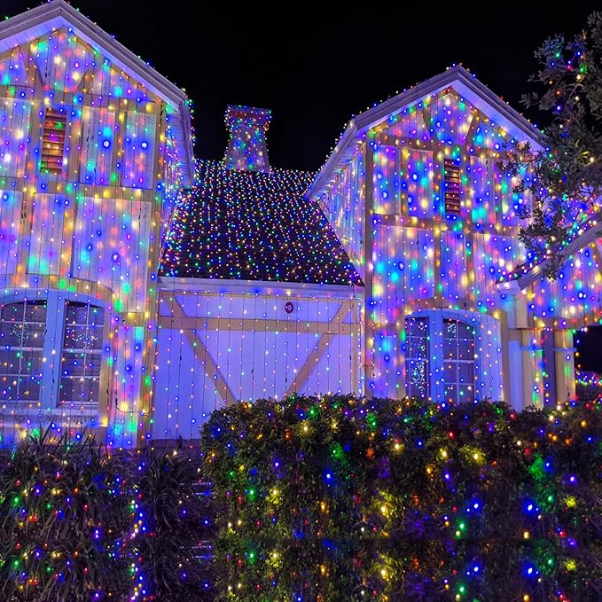 66ft Christmas Lights Outdoor Waterproof, 200 LED String Lights for Bedroom Clear Wire with 8 Modes, Plug in Twinkle Fairy String Light for Indoor Outdoor Home Party Garden Decorations, Multicolor