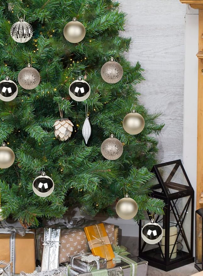 3.15" Champagne Christmas Balls Ornaments 12 Pcs Shatterproof Christmas Ornaments Set Matte Large Champagne Ornament for Xmas Tree Halloween Holiday Party