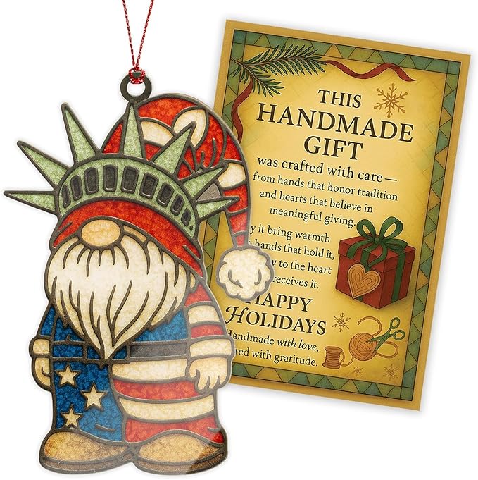Gnome Christmas Tree Ornaments, Patriotic Christmas Ornaments, Patriotic Gnome Ornament in American Flag Colors, Gnome Gifts for Holiday Presents, Gift Exchange Ideas, Gnome Ornament Decorating Fun
