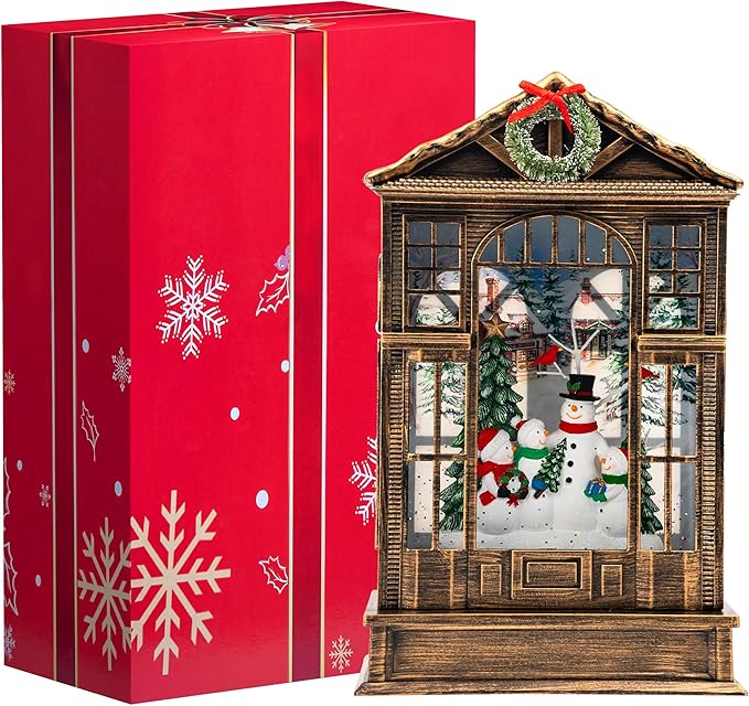 Christmas Snow Globe Swirling Glittering Snowman Choir Manger Scene, USB Lined/Battery Operated Lighted Water Lantern for Christmas Festival Decoration Gifts
