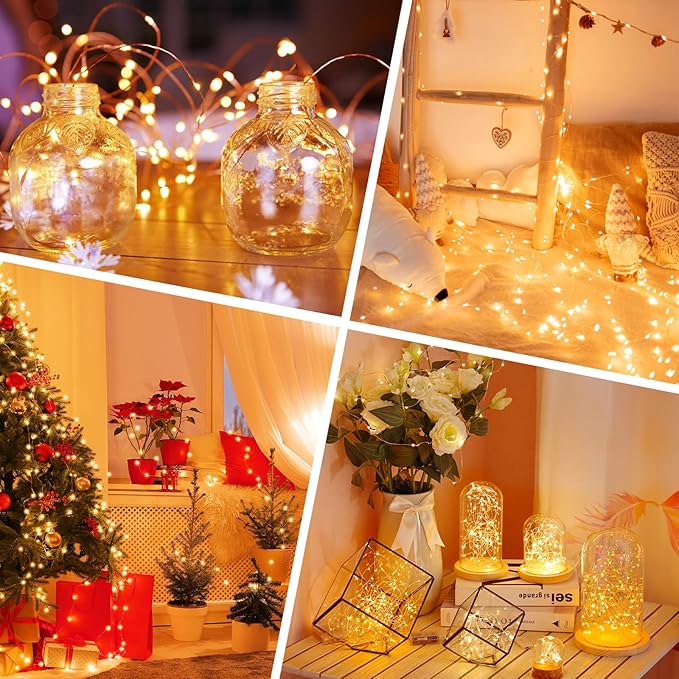 Lakumu Mini Fairy Lights Battery Operated, Twinkle Lights with Timer, Rechargeable LED String Lights for Bedroom, Christmas Decorations, Wedding, Vine, Centerpiece Table Decor (5M/16FT Orange)