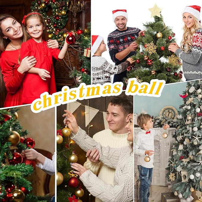 24ct 2.36 Inch Christmas Balls Ornaments for Xmas Christmas Tree - Shatterproof Christmas Tree Decor Hanging Ball for Holiday Wedding Party Decoration (Red 60mm)