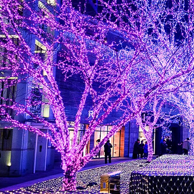 JMEXSUSS 163 FT 500 LED Purple Christmas Lights, 8 Modes Purple Lights Indoor Outdoor Waterproof, Remote Control Christmas String Light Plug-in for Xmas Roof Bedroom Party Tree