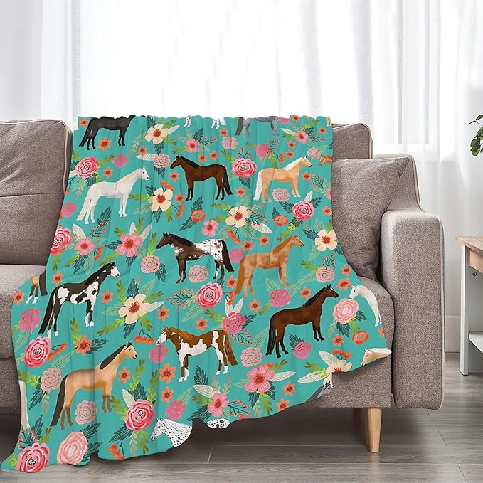 Tijuboni Horse Throw Blanket Horse Gifts for Girls Boys Women Men Kids Adults Soft Flannel Fleece Blanket for Couch Sofa Bed Home Decor 40"x50"