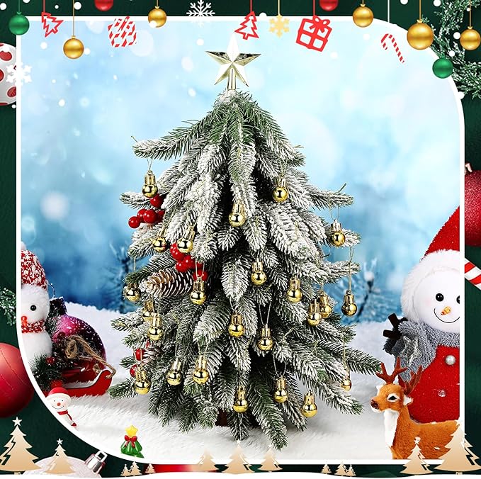 25 Pcs Christmas Balls Ornaments Set Mini Tree Decoration 0. 79 Inch Christmas Ball Tree Topper Star Hanging Ornaments for Party Decoration(Gold)