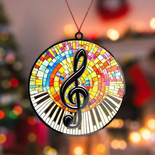Music Teacher Gifts for Men Women, Suncatcher Christmas Ornaments 2025 for Christmas Decorations, Musician Gifts for Women Men Friends Teachers, Music Note Ornament Hanging Decor, Xmas Ornaments
