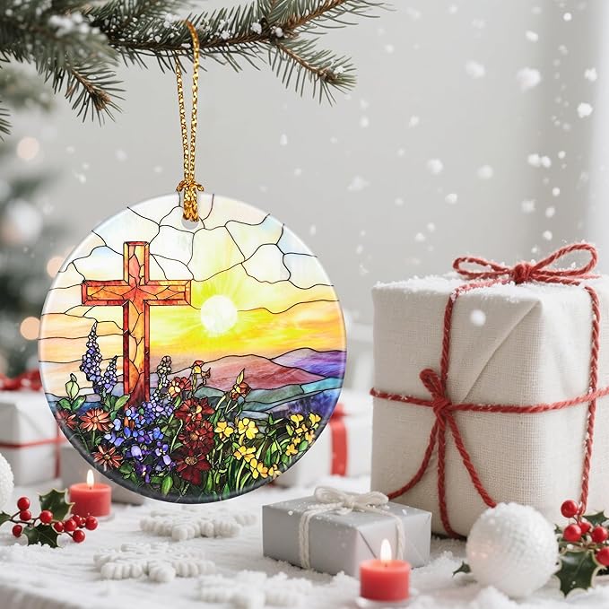Religious Christmas Ornament, Christmas Tree Ornaments, Keepsake Ornaments, Holiday Decor, Cross Gift, Christian Gift, Religious Gifts, Holiday or Xmas Gifts